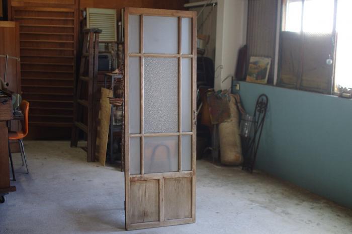 ダイヤガラスの木製扉ドア▼アンティーク建具ガラス戸レトロ